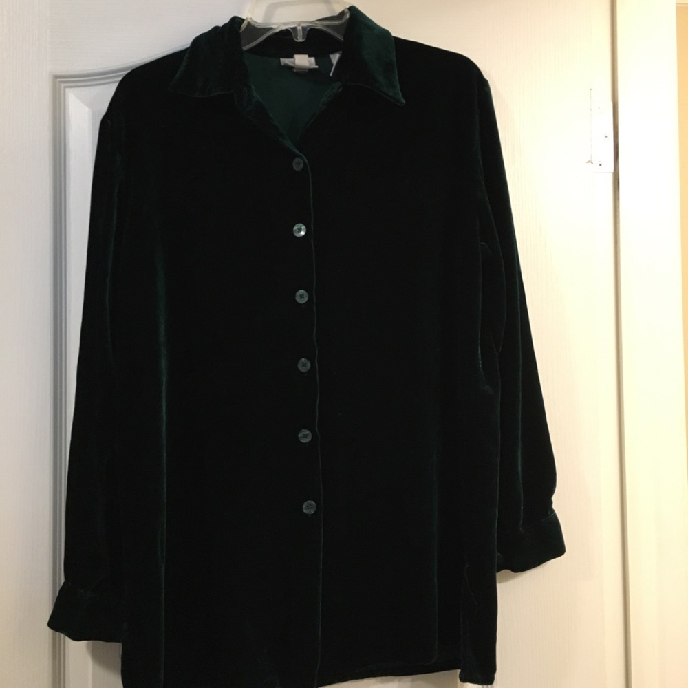 Velour/Velvet Blouse - Size M - Emerald Green